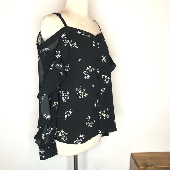 Bar III Floral Cold Shoulder Long Sleeve Blouse - Picture 3 of 8